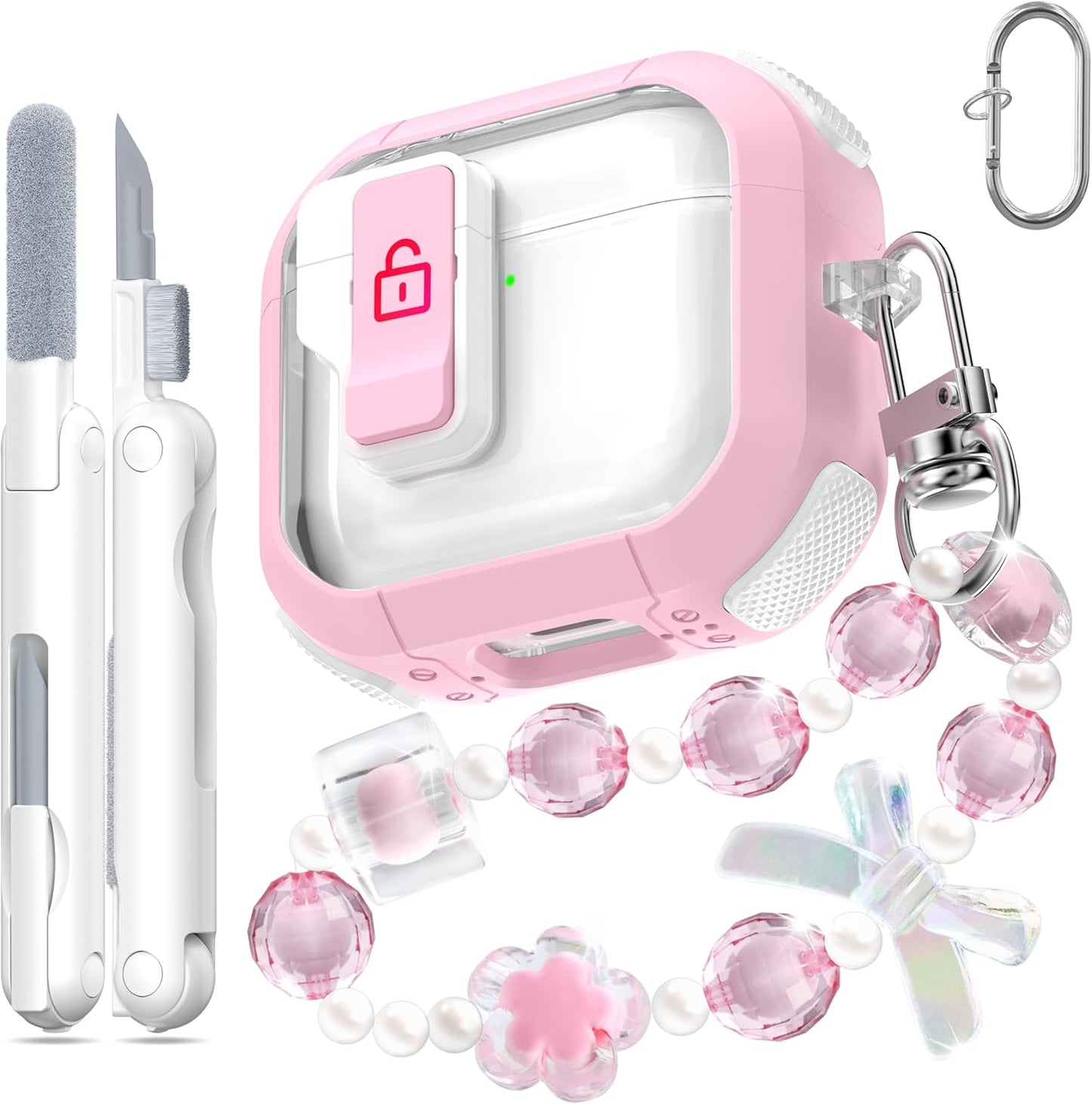 Transparent Pop-Up Lid AirPods 4 Case, Shockproof, Pink