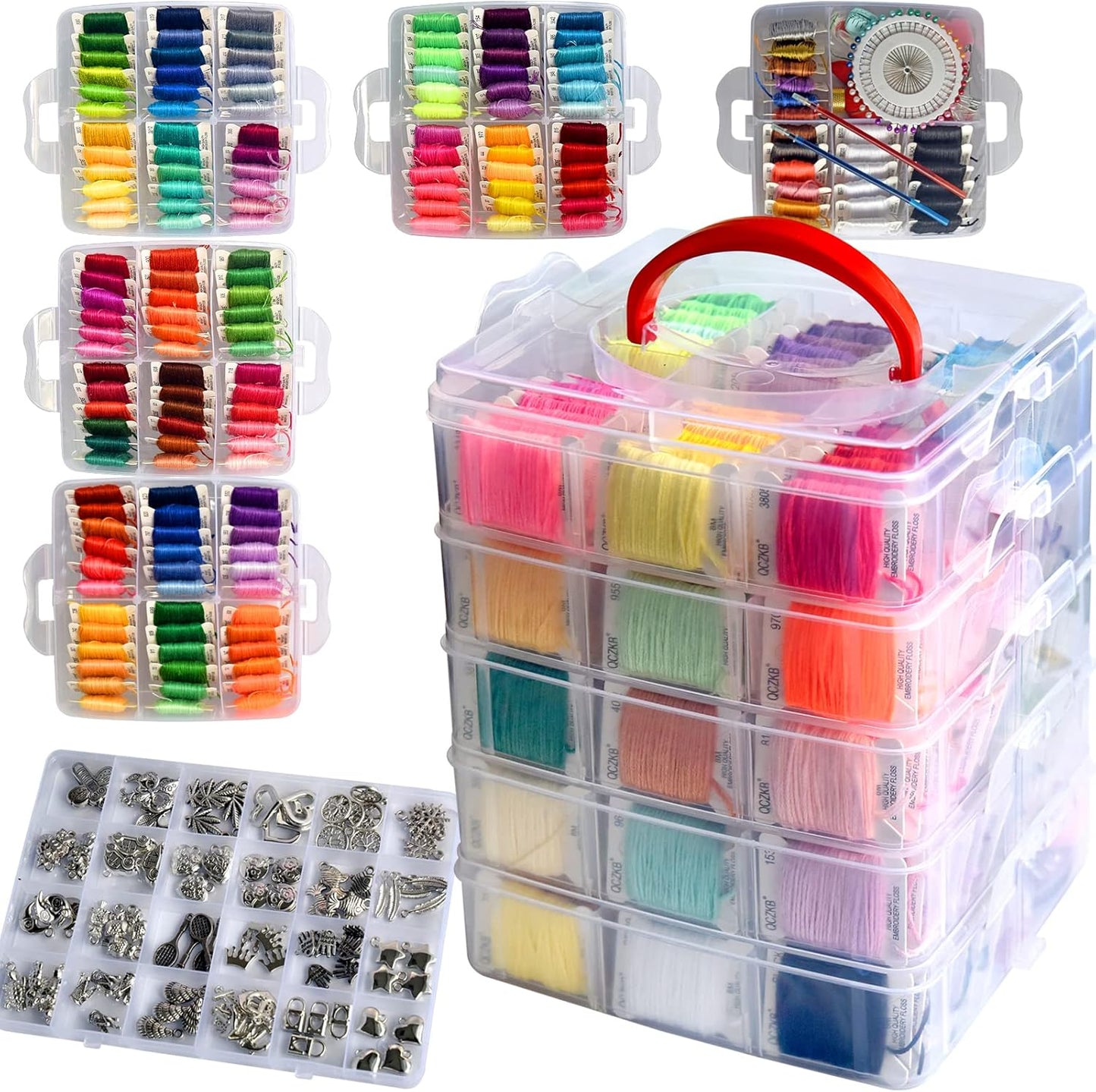 301 Embroidery Floss Set with 5-Tier Organizer Box and Tools