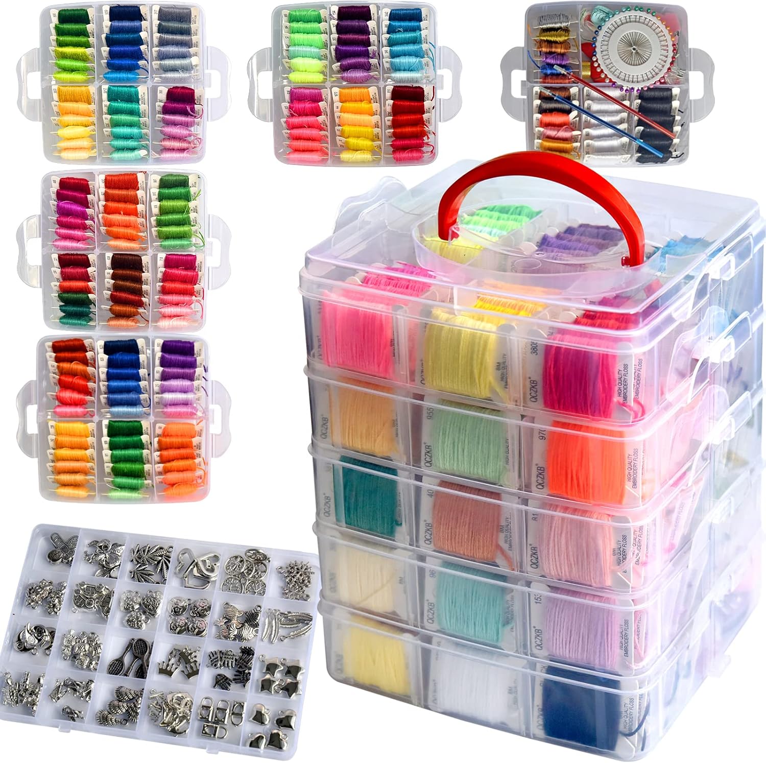 301 Embroidery Floss Set with 5-Tier Organizer Box and Tools