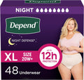 Depend Night Defense Underwear for Women Extra-Large Blush - 48ct