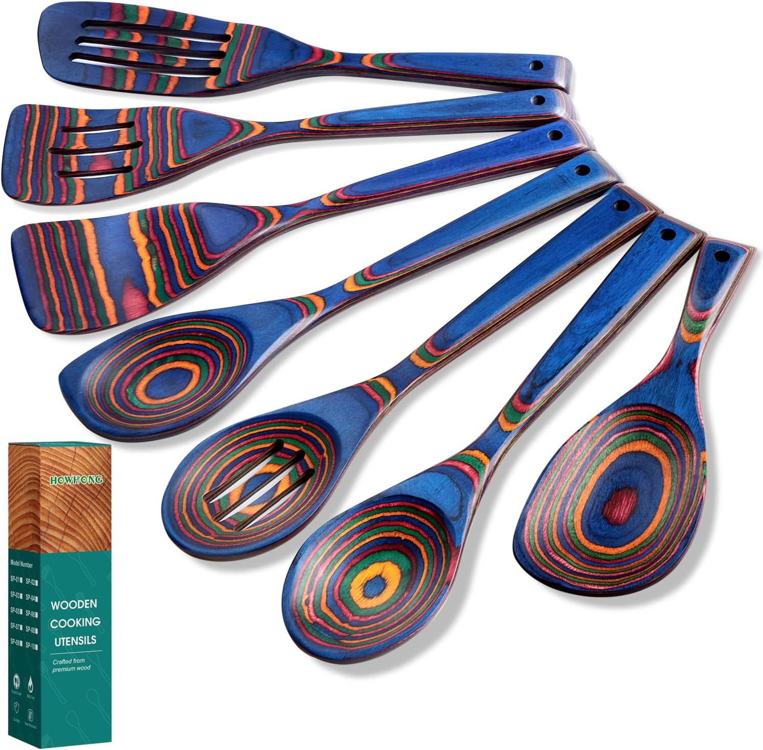 Kitchen Pakkawood Wooden Spoons Set for Cooking with Spatula