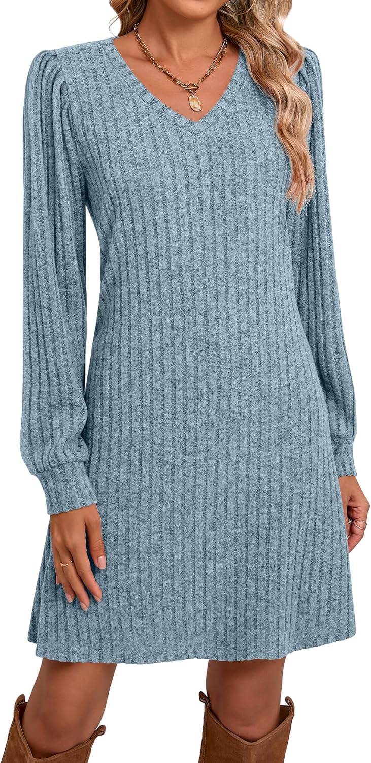 Ficerd Women's Knit Long Sleeve Sweater Dress for Fall Style