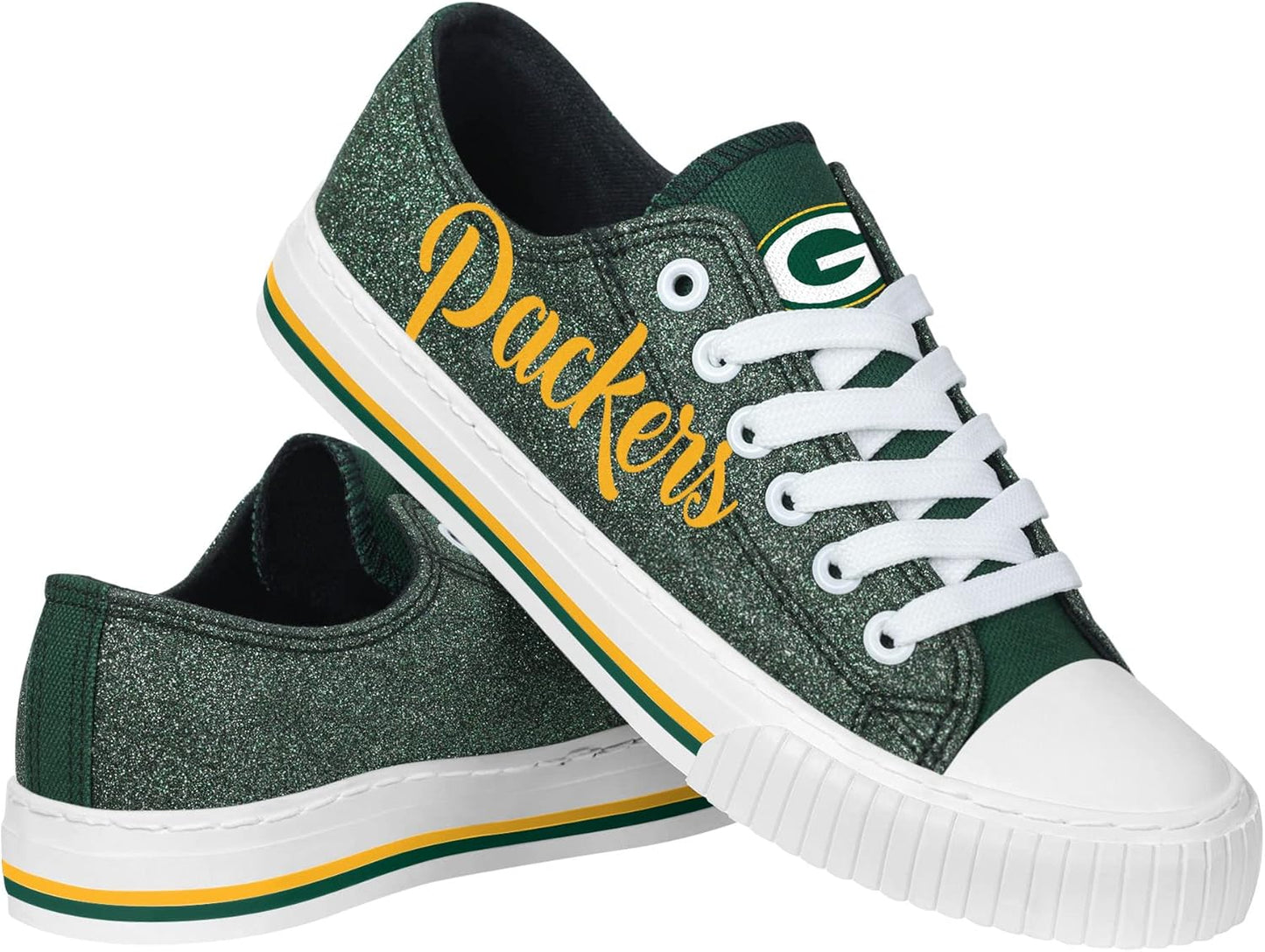 FOCO Women's NFL Team Logo Glitter Low Top Canvas Sneakers