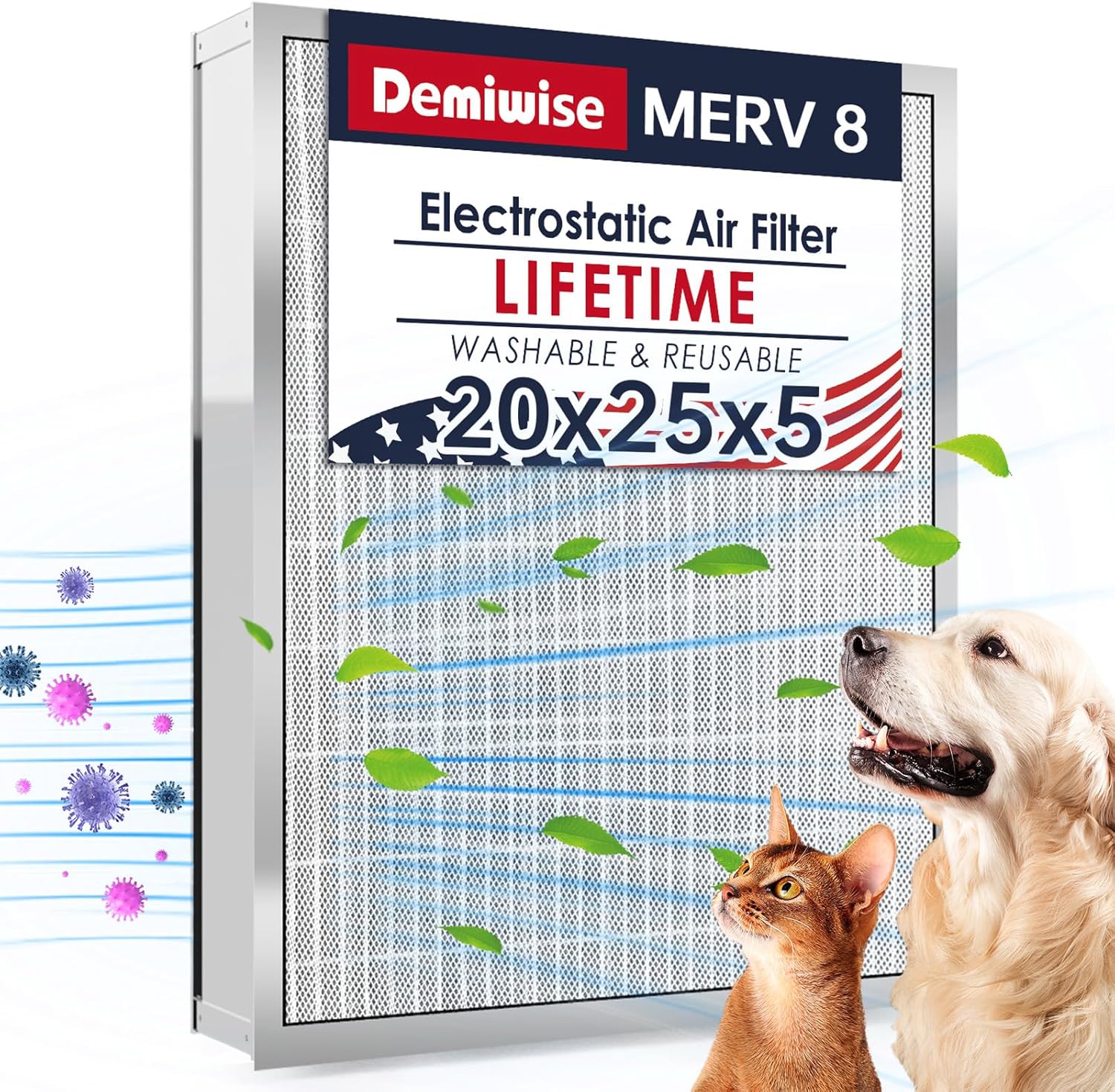 20x25x5 Washable Electrostatic Air Filter for HVAC Systems