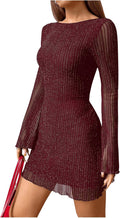 MakeMeChic Women's Cheetah Print Mini Dress - Backless Bell Sleeve