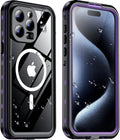 Temdan Magnetic iPhone 15 Pro Case Waterproof Full Body - Purple