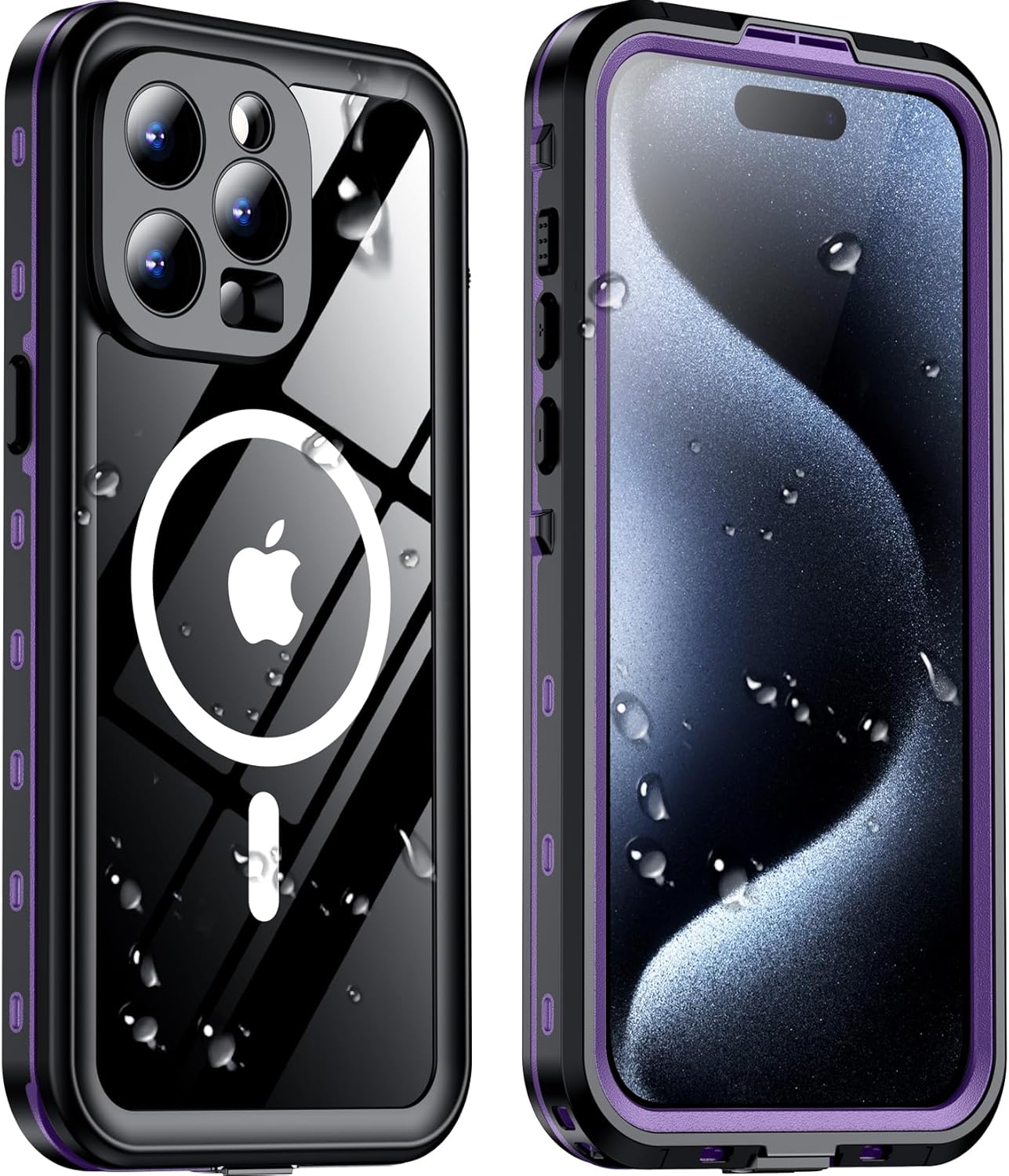 Temdan Magnetic iPhone 15 Pro Case Waterproof with Screen Protector