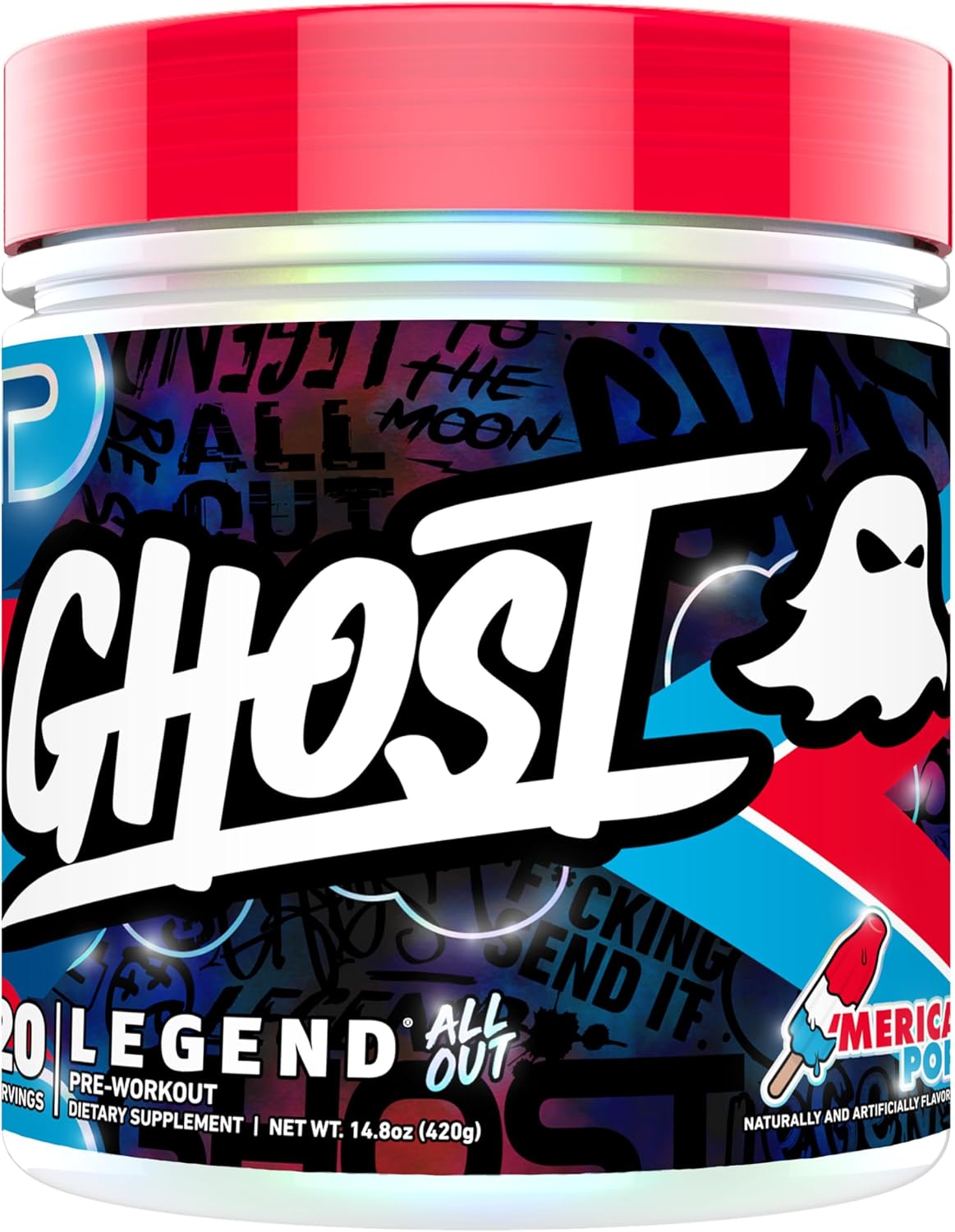 GHOST Legend All Out V2 Pre-Workout Powder - 'Merica Pop Flavor