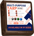 Tarp Cover Brown/Black Heavy Duty 12x12 - Thick Waterproof Protection