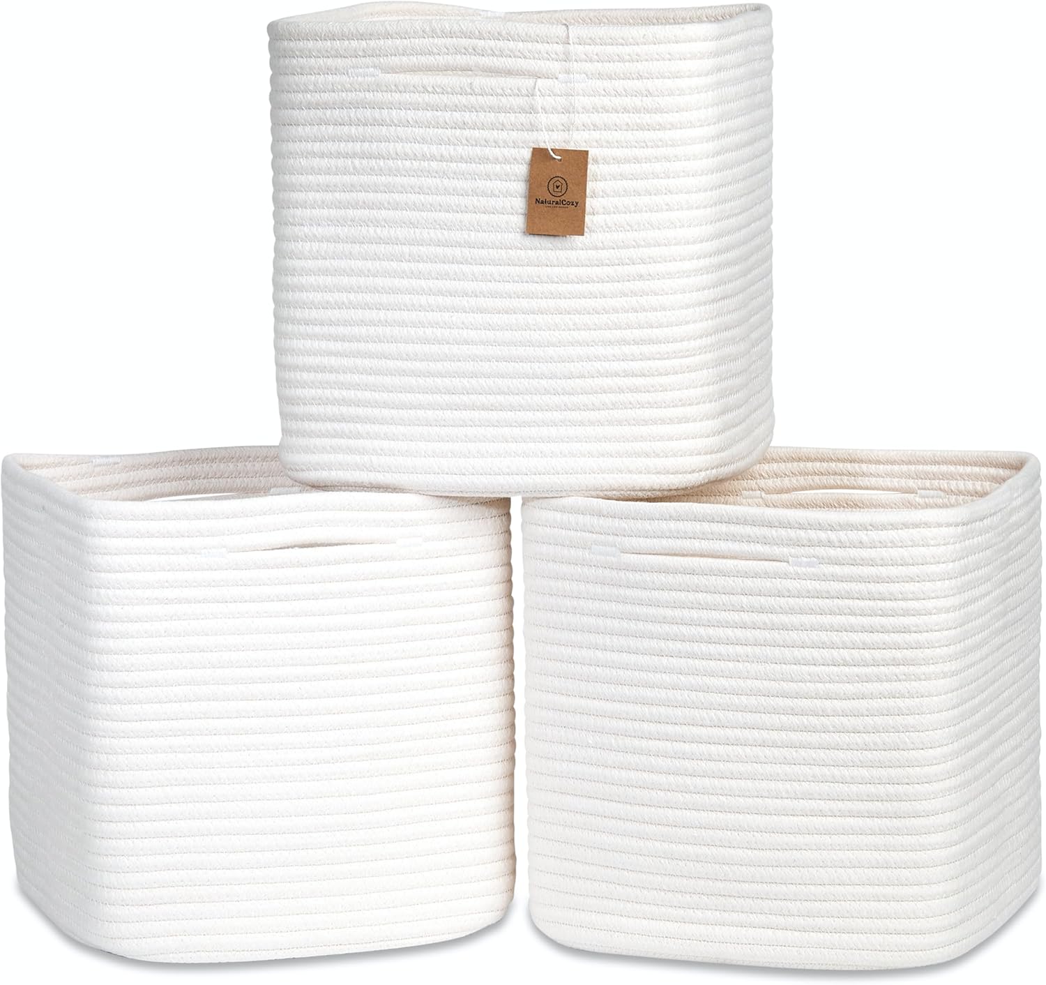 NaturalCozy 13 Inch Cube Storage Bins for Organizing Toys