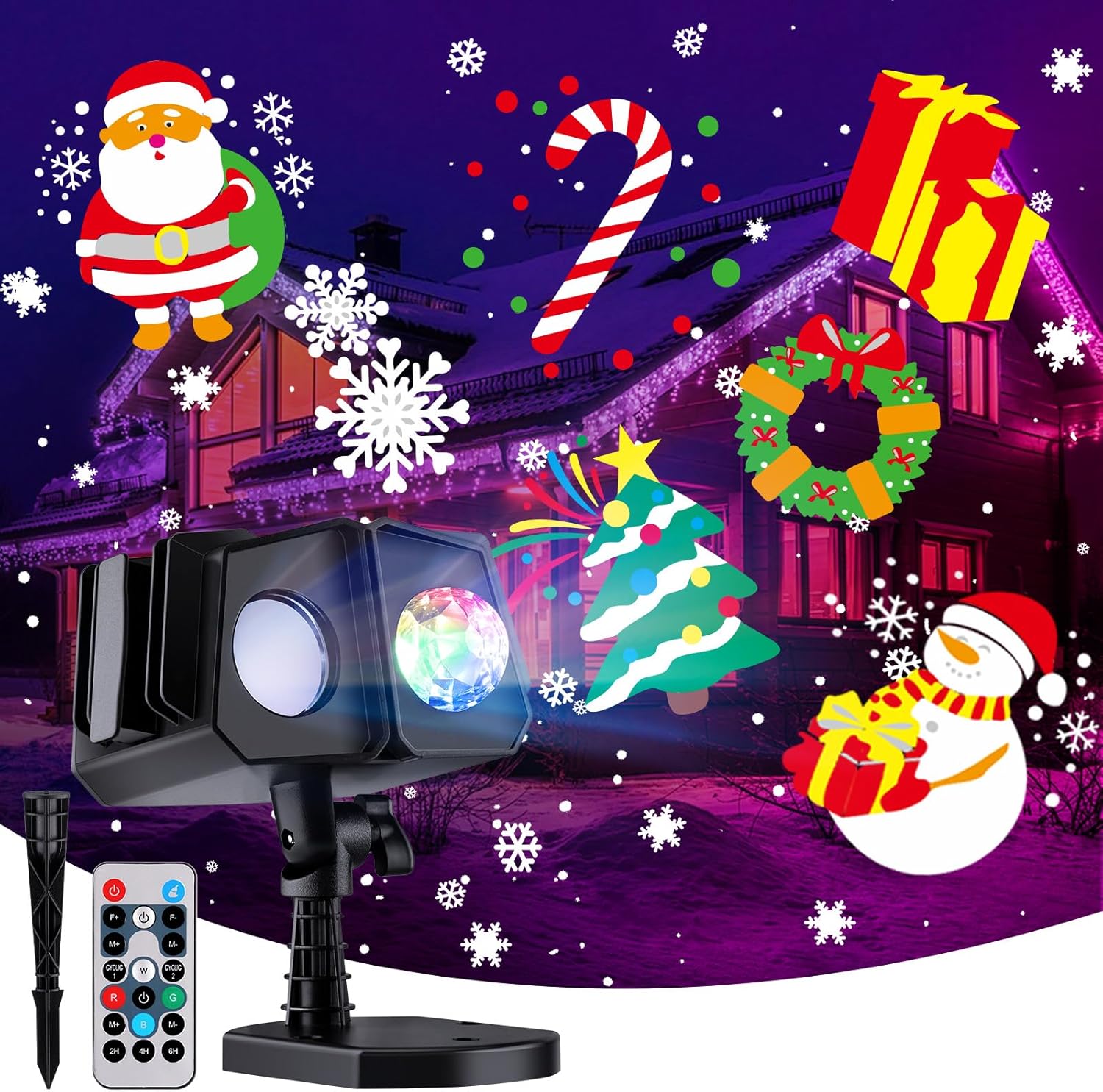 Minetom Outdoor Christmas Projector: 26 HD Effects, Waterproof Timer, RGB