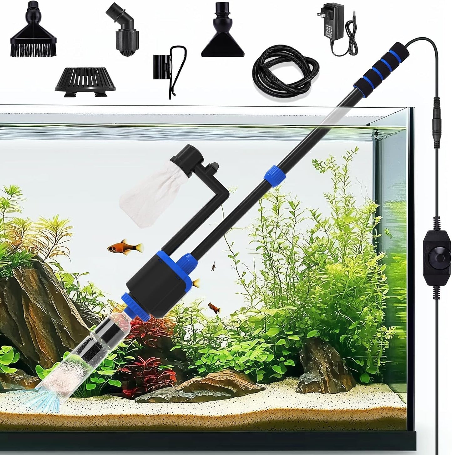 AQQA DC 36W Electric Aquarium Vacuum Cleaner for Fish Tanks