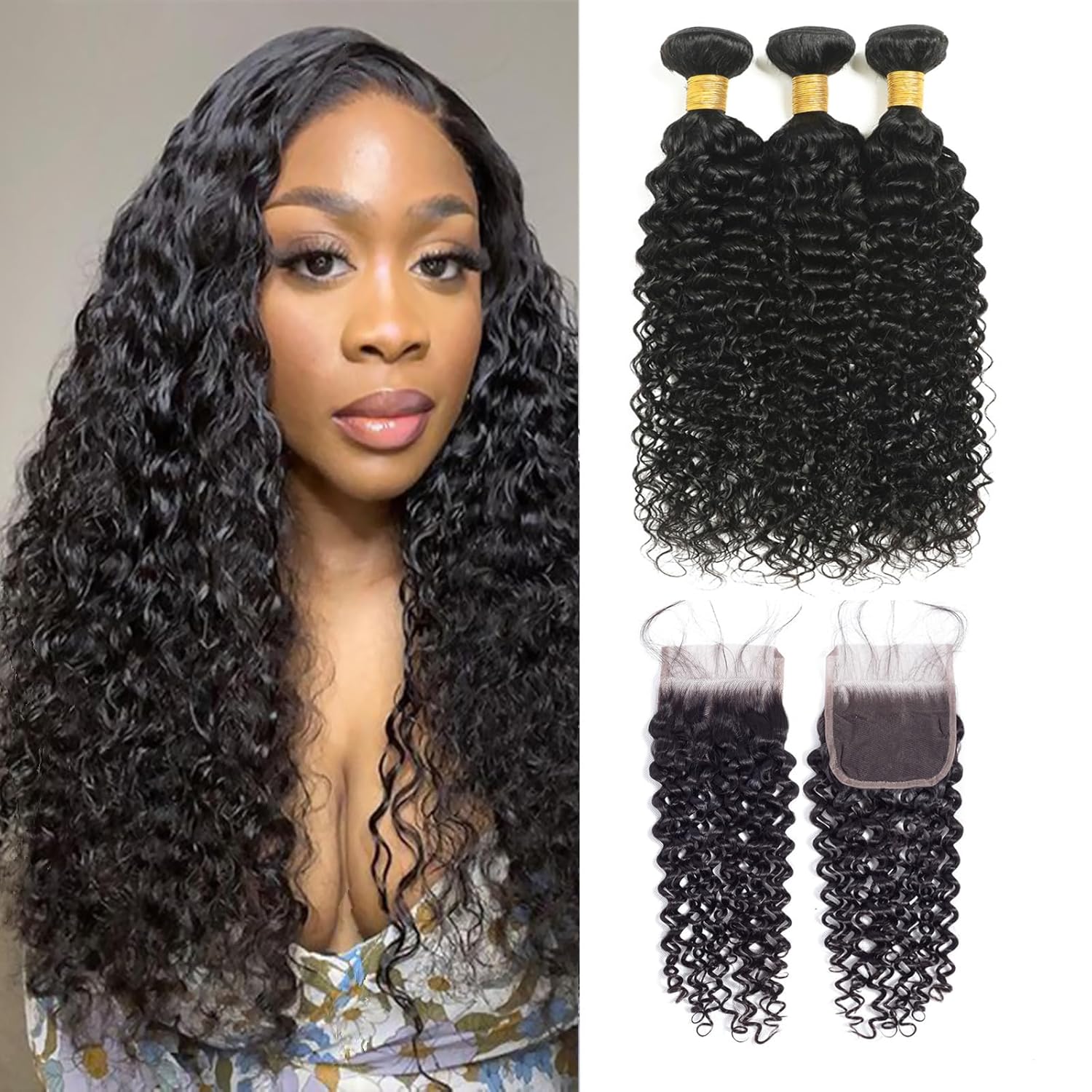 Water Wave Bundles with Closure for Stunning Wet and Wavy Hair