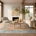Ashler Boho Area Rug 6x9 - Vintage Orange Teal Terracotta