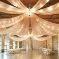 6 Panels Champagne Ceiling Drapes With Lights for Wedding - Photo