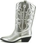 SODA Women's Round Toe Faux Suede Stacked Heel Western Ankle Bootie 1
