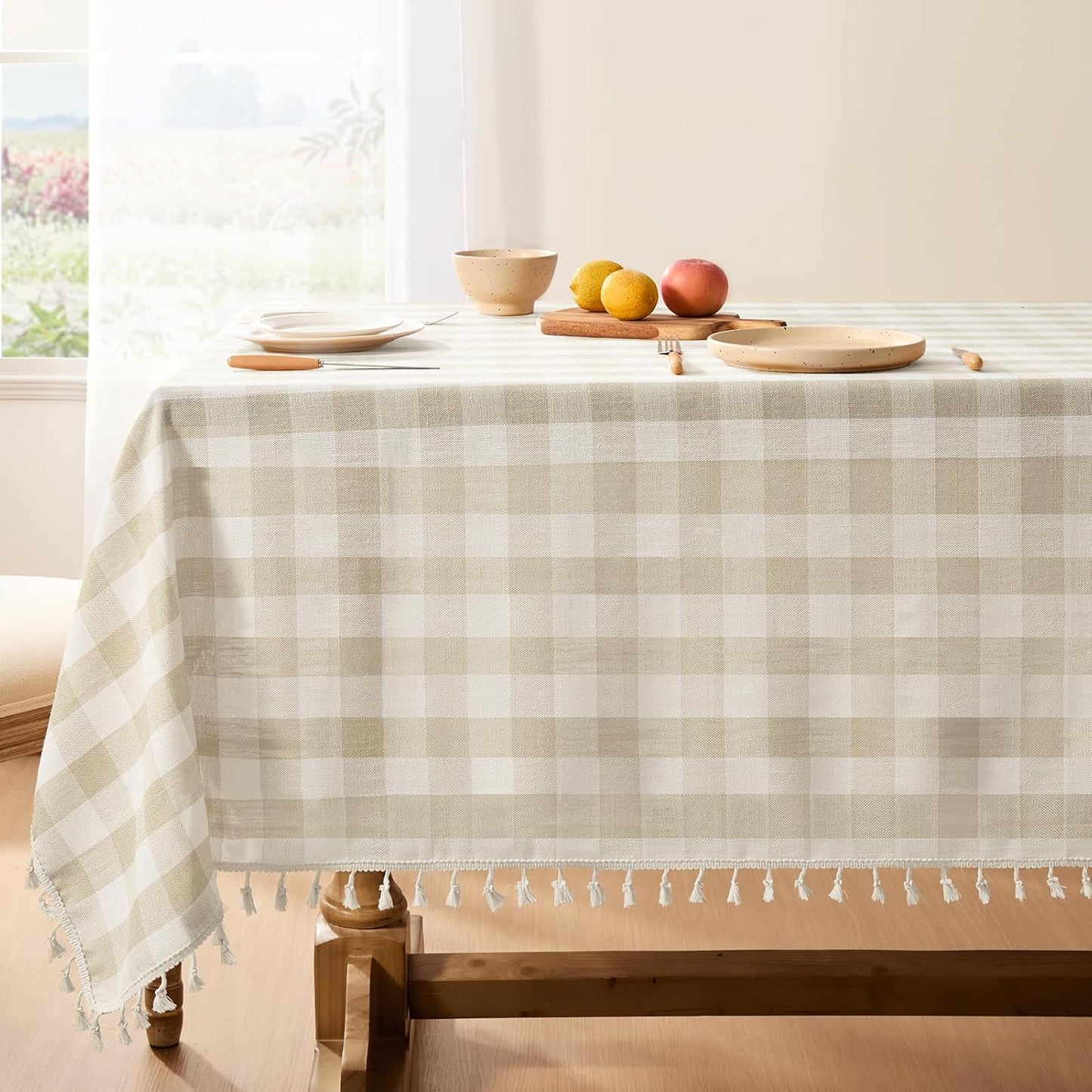Checkered Tablecloth Rectangle, Heavy Weight Linen Gingham