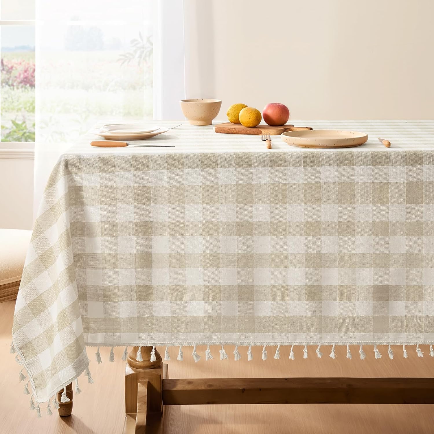 Checkered Tablecloth Rectangle, Heavy Weight Linen Gingham