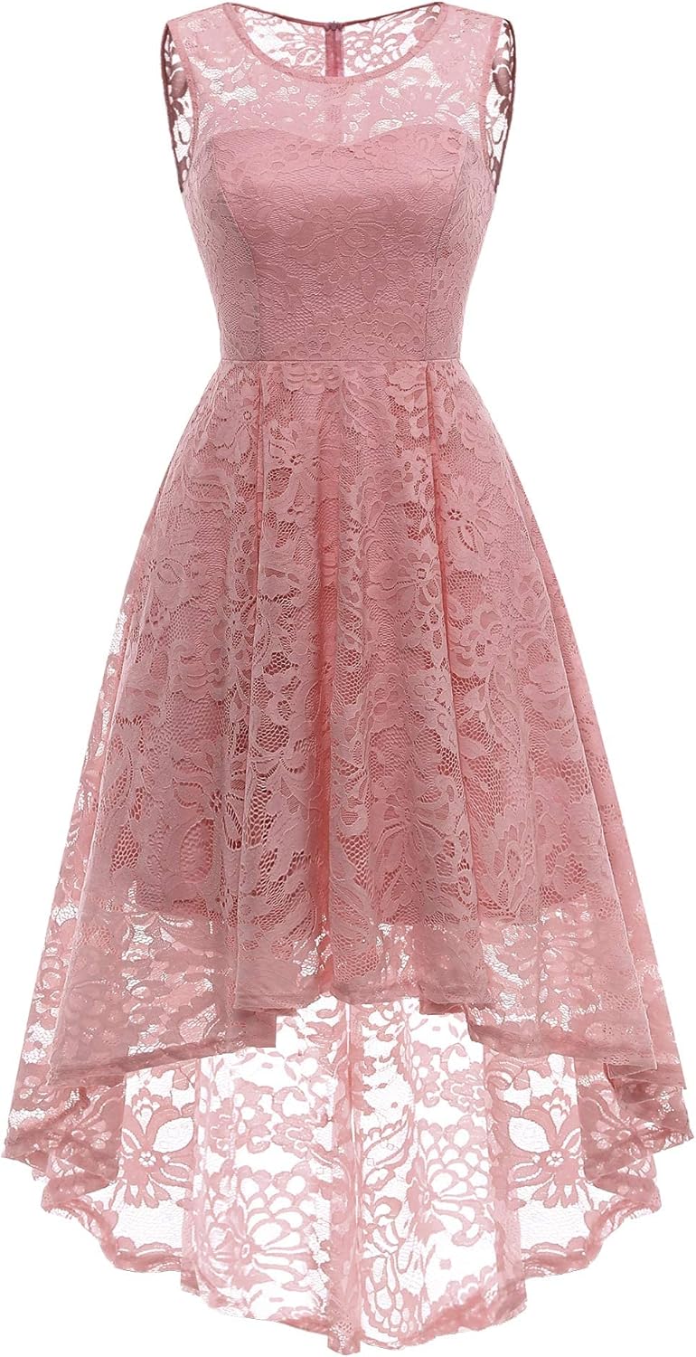Floral Lace Hi-Lo Cocktail Dress - Elegant Evening Style