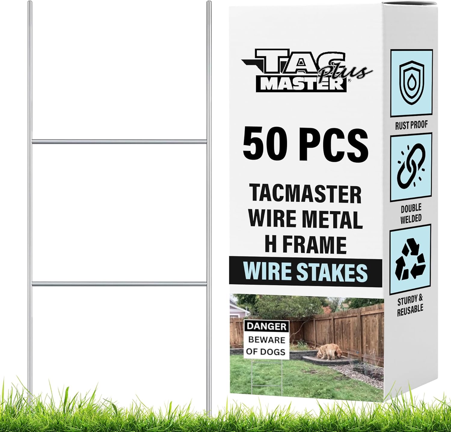Durable Wire Metal Yard Sign H Stakes for Outdoor Use 50 Pack