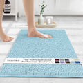 Plush Shaggy Chenille Bath Mat 39x24 in - Spa Blue Soft Non-Slip