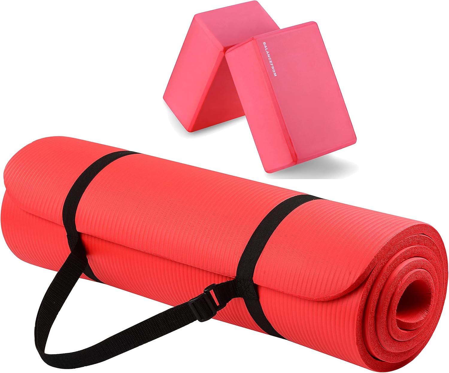 Extra Thick Anti-Tear Yoga Mat + Blocks, Multicolors!