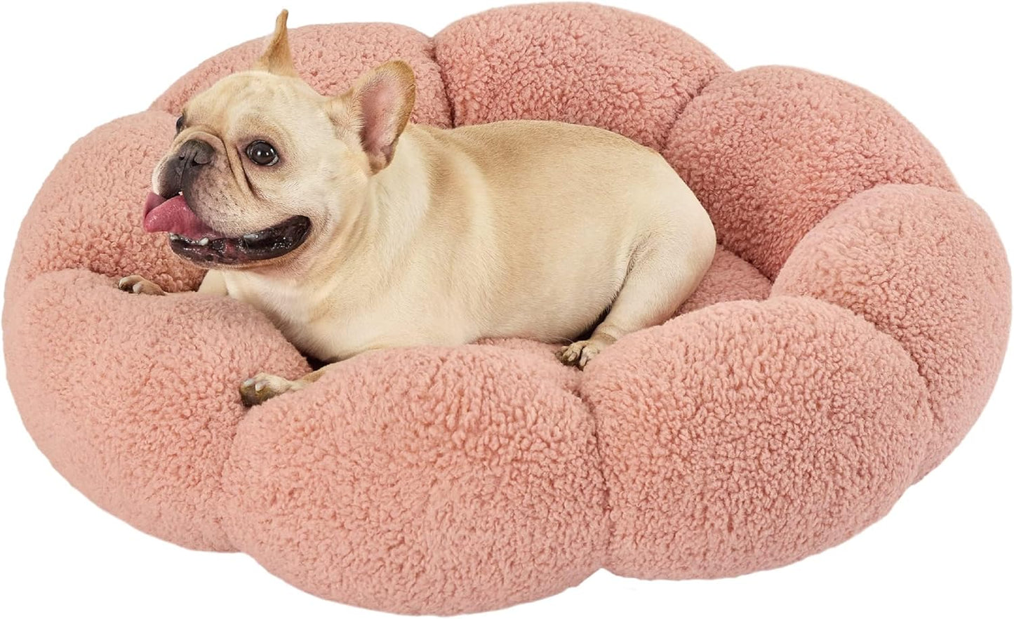 Lesure Calming Medium Dog Bed - Plush Flower Design for Pets