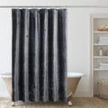 TAMGHO Crushed Velvet Shower Curtain, Dark Grey - Waterproof Luxury