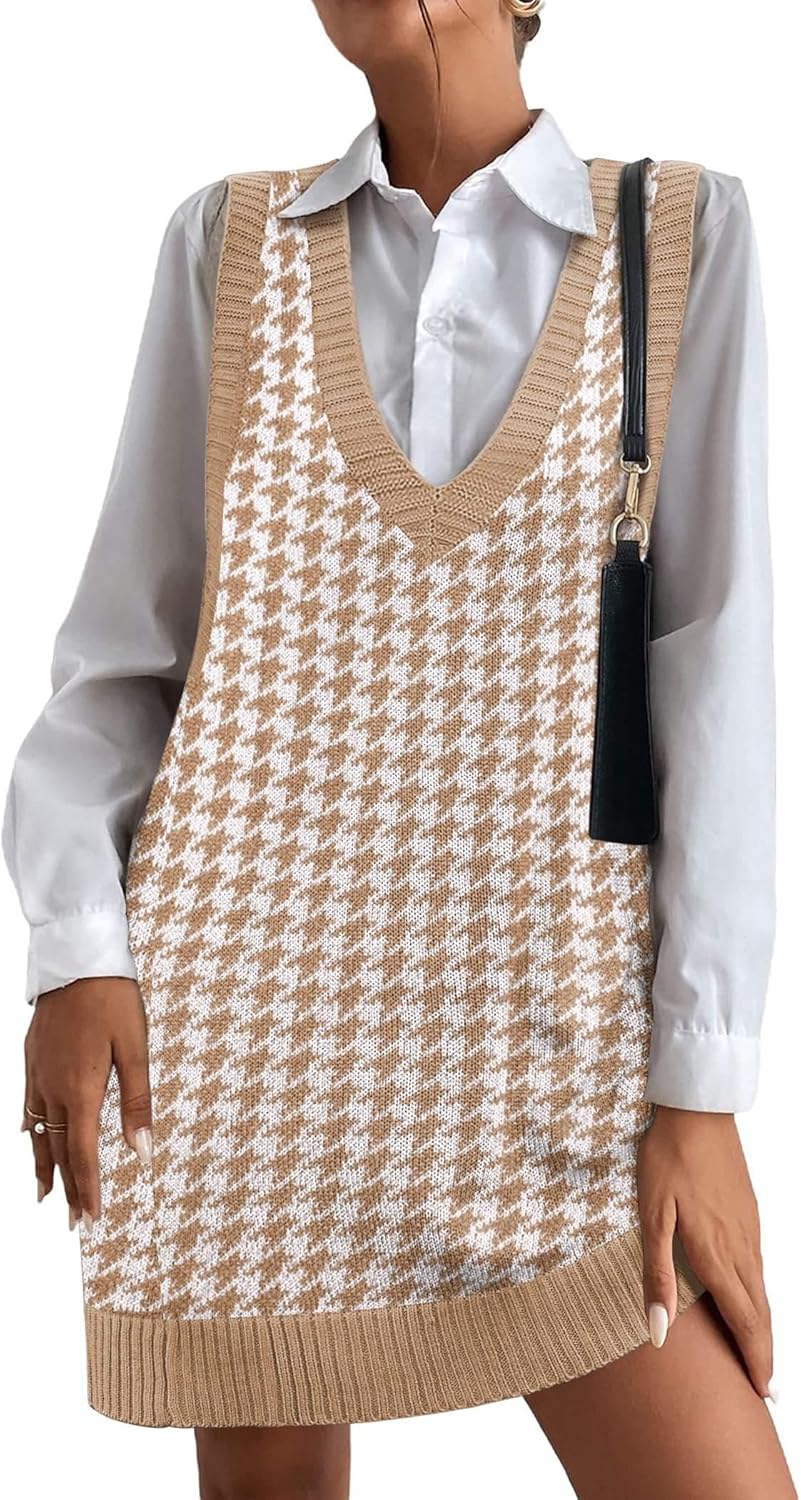 Oversized V Neck Sleeveless Knit Pullover Vest with Pockets