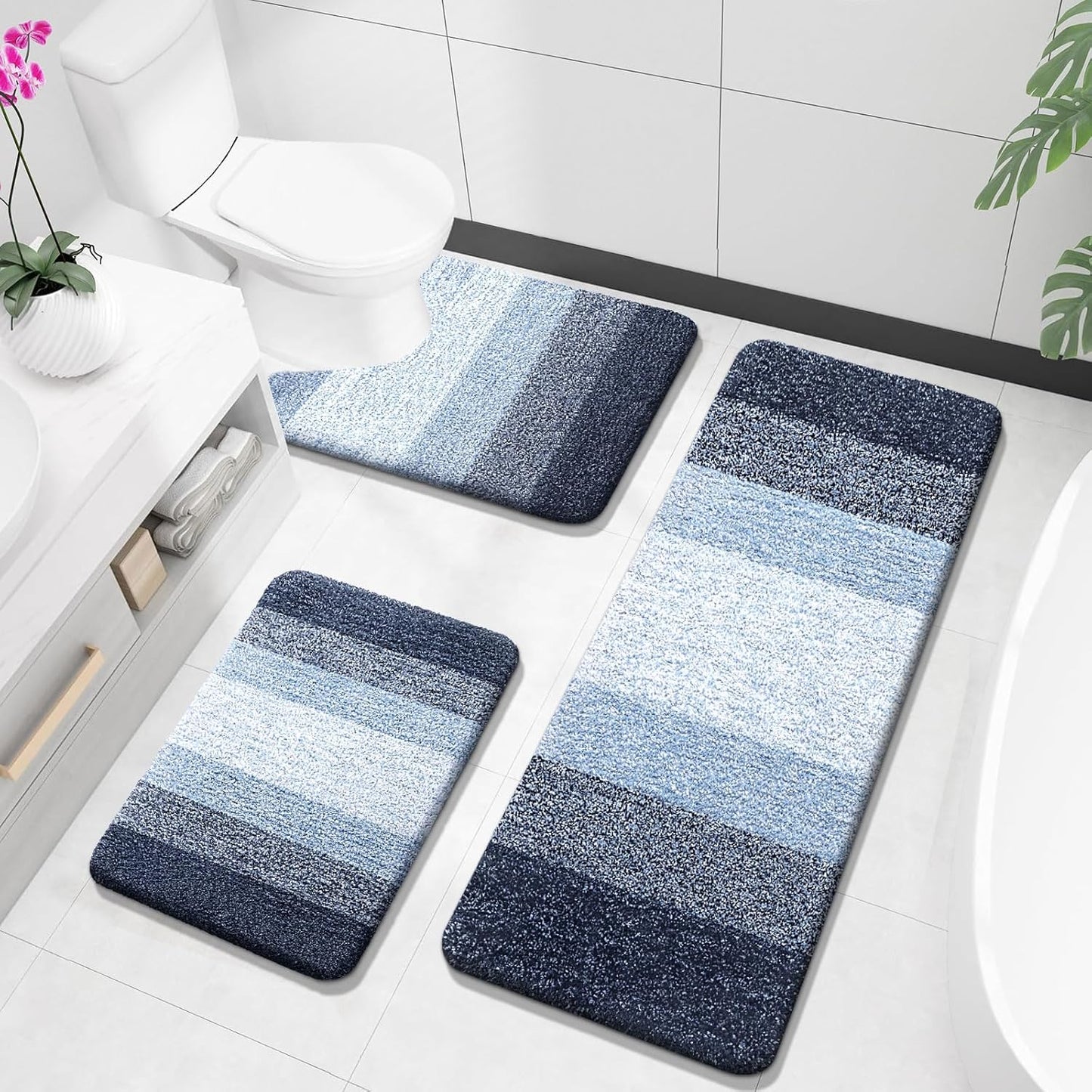 OLANLY Bathroom Rugs Sets 3 Piece for Soft Absorbent Comfort