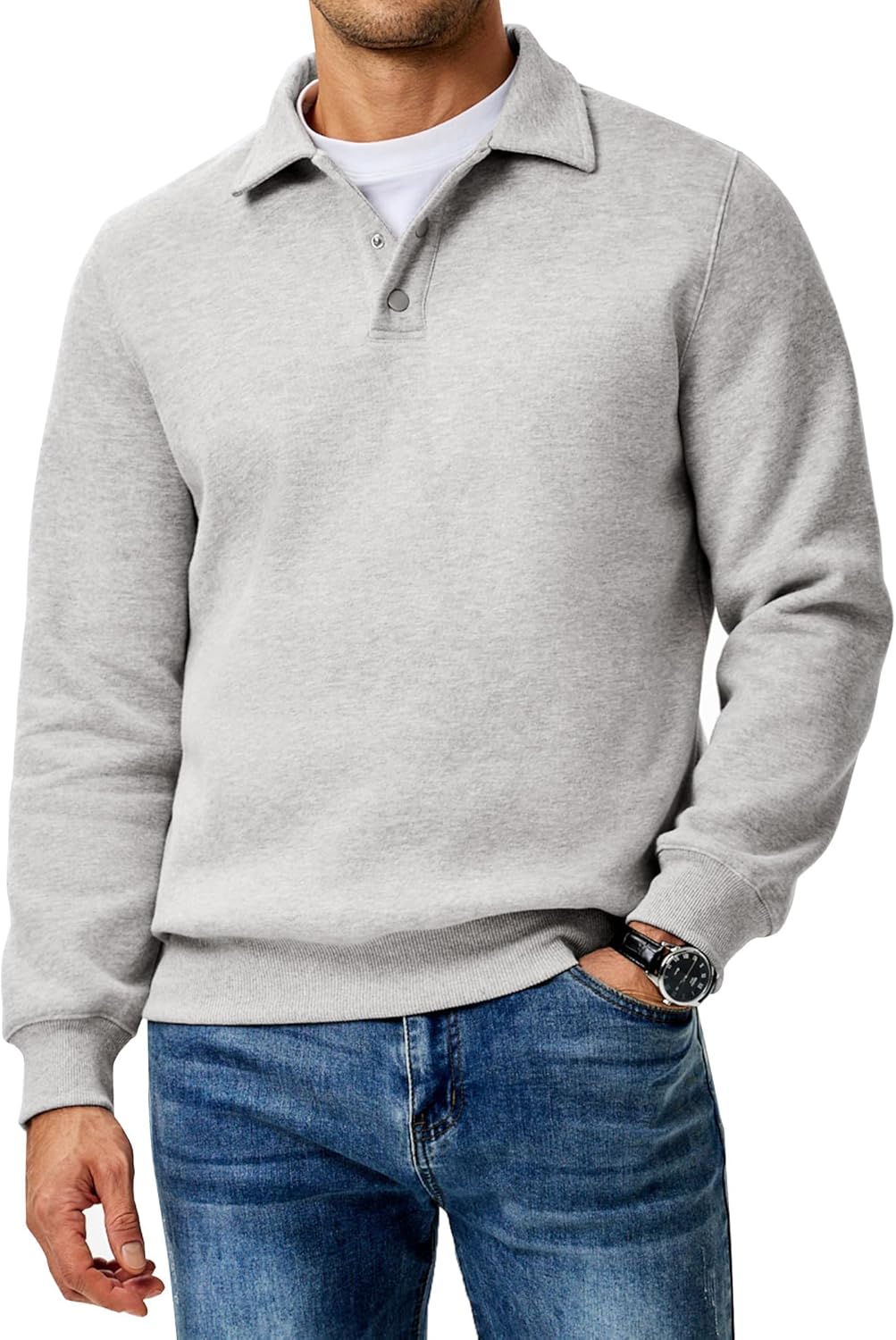 JMIERR Mens Casual Cotton Polo Sweatshirts for Every Occasion