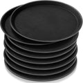 Zopeal 8 Pieces Black Round Serving Tray for Restaurants and Home