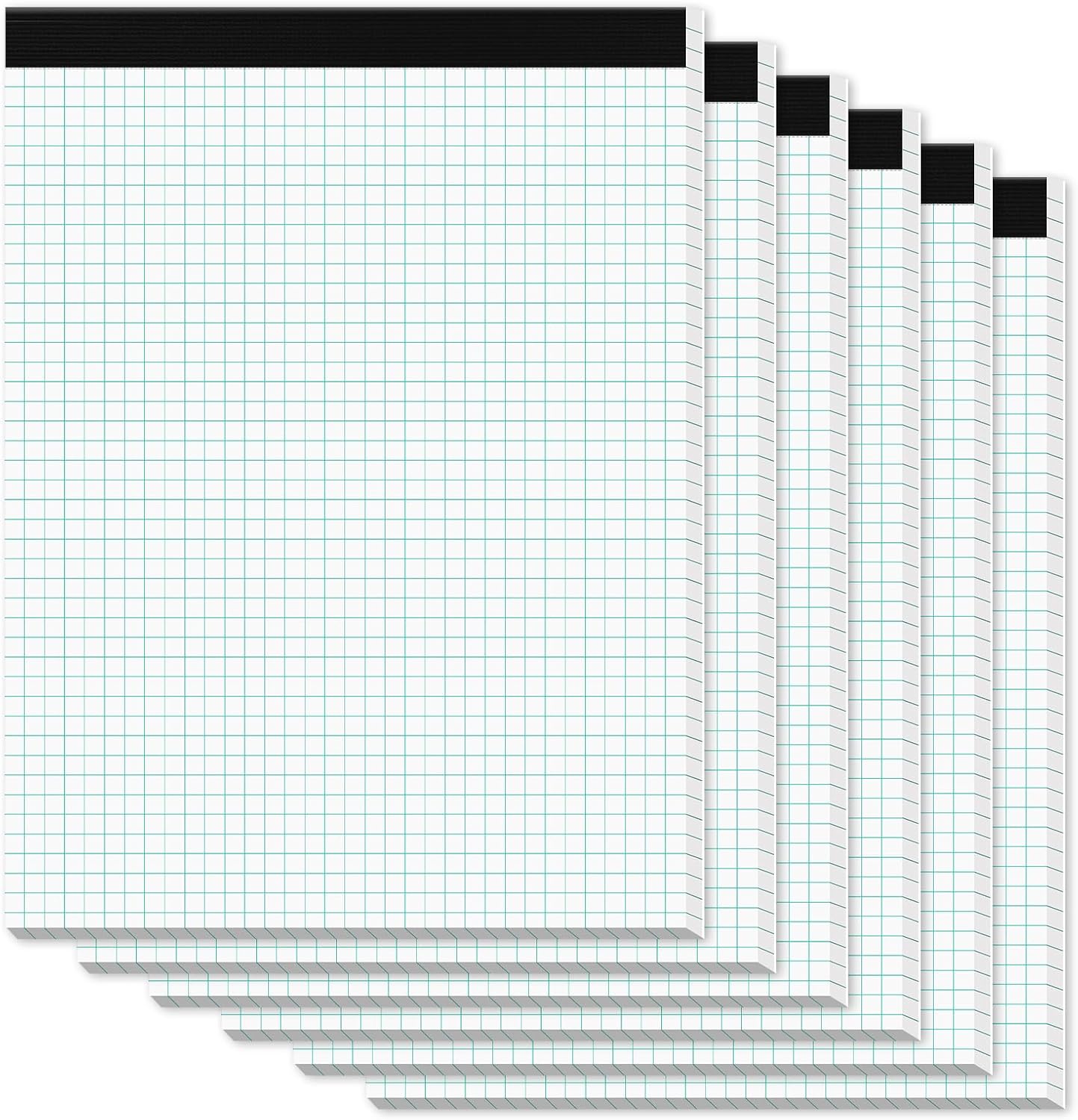 Zaviko Quad Grid Paper Pads 8.5x11 - Easy Tear Off, 4x4 Blue Grid, 6 Pack