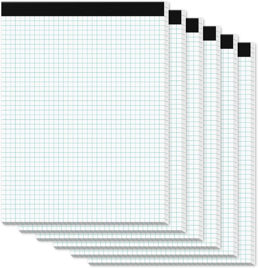 Zaviko Quad Grid Paper Pads 8.5x11 - Easy Tear Off, 4x4 Blue Grid, 6 Pack