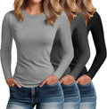 Riyiper 3 Pack Women's Long Sleeve Cotton Crew Neck