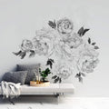 Floral Peony Wall Decal Black and White - Large Peel & Stick