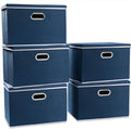 Collapsible Storage Bins with Lids 5-Pack - Large Foldable Organizers