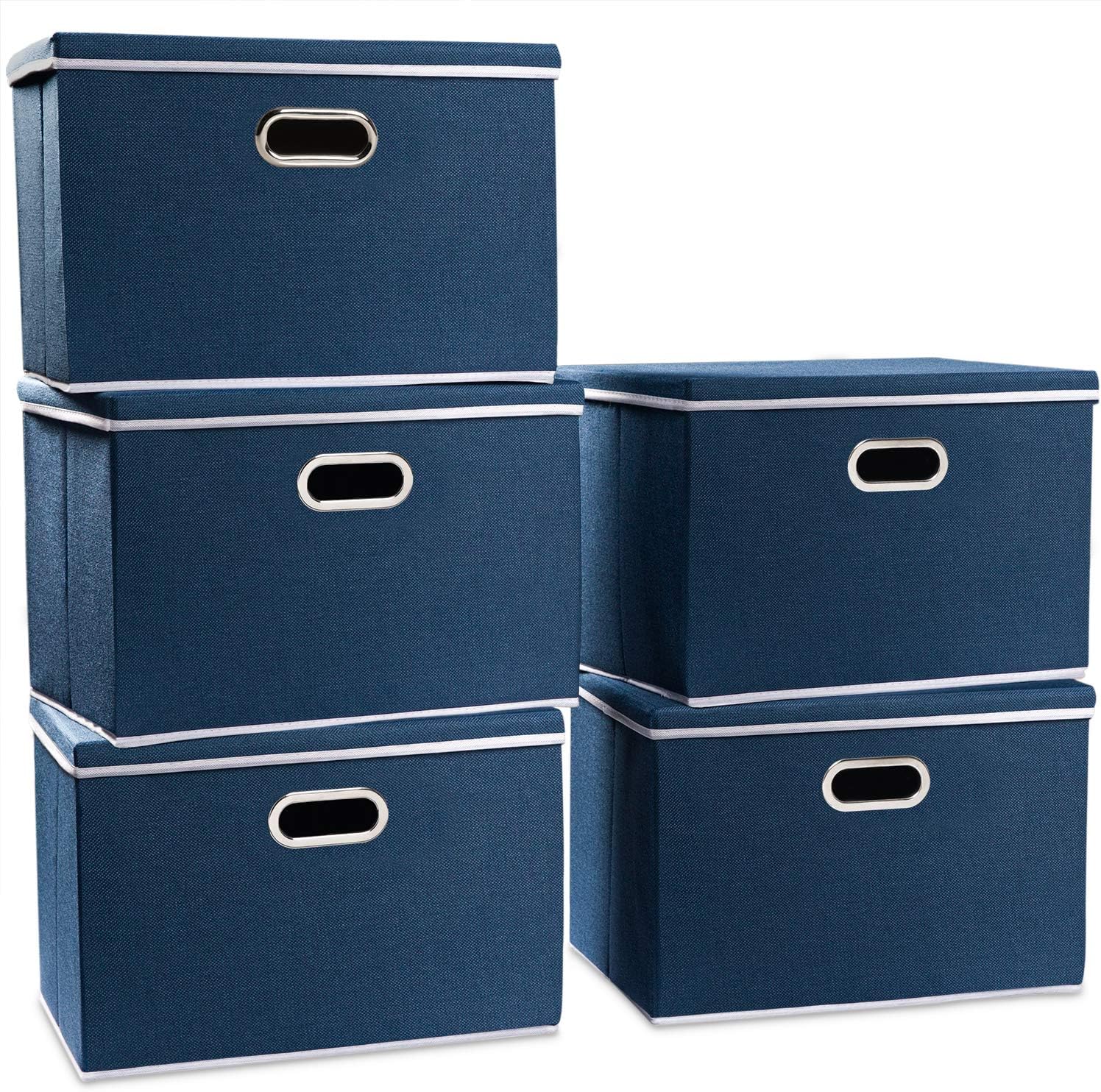 PRANDOM Large Collapsible Storage Bins with Lids for Home Use