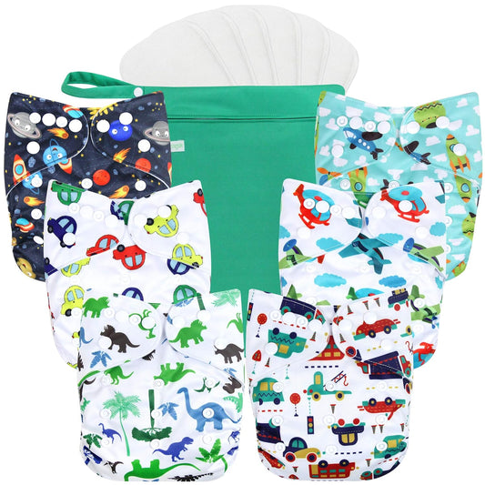Wegreeco Cloth Diapers 6 Pack - Ultimate Reusable Hydration for Baby