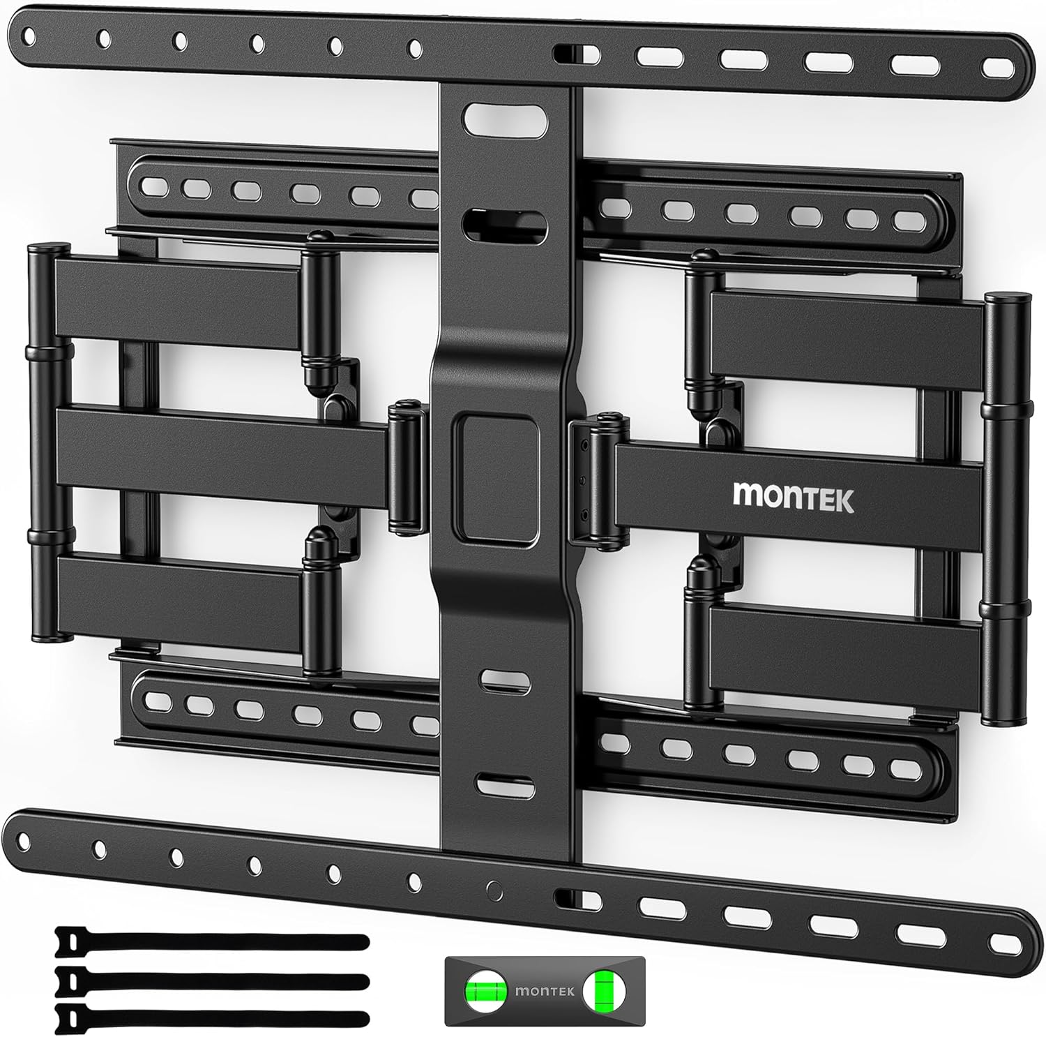 monTEK Ultra Slim TV Wall Mount | Full Motion Dual Swivel | Low Profile 1.1 Thin | Holds 132lbs