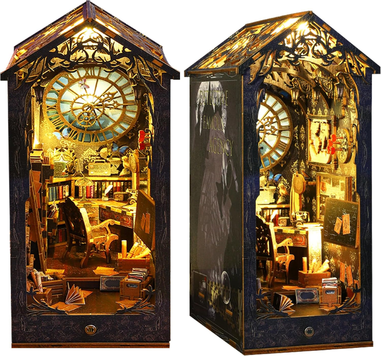 DIY Doll House Book Nook Kit with Sensor LED Light for Decor