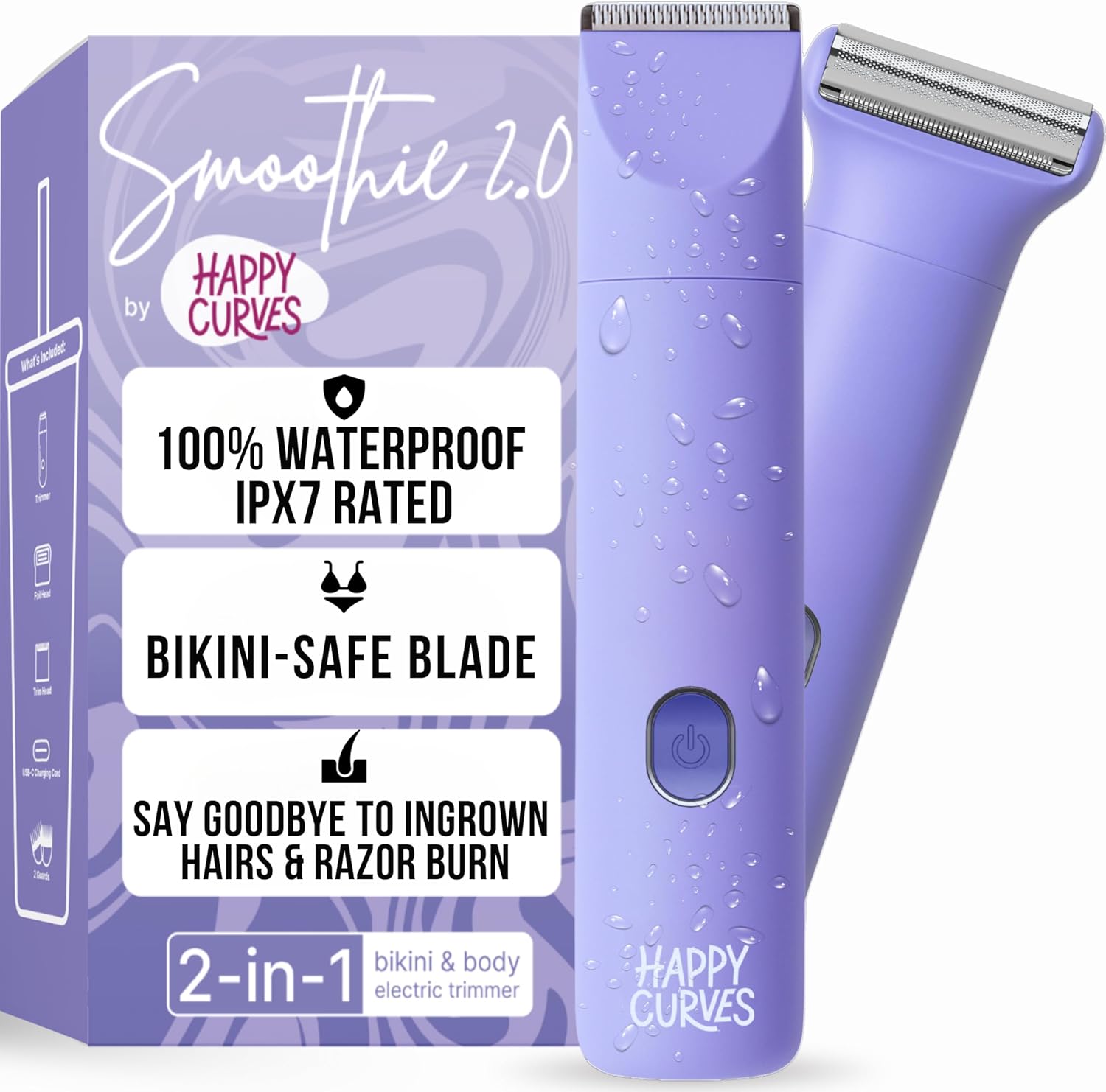 HAPPY CURVES Smoothie 2.0 Bikini Trimmer for Women - Berry