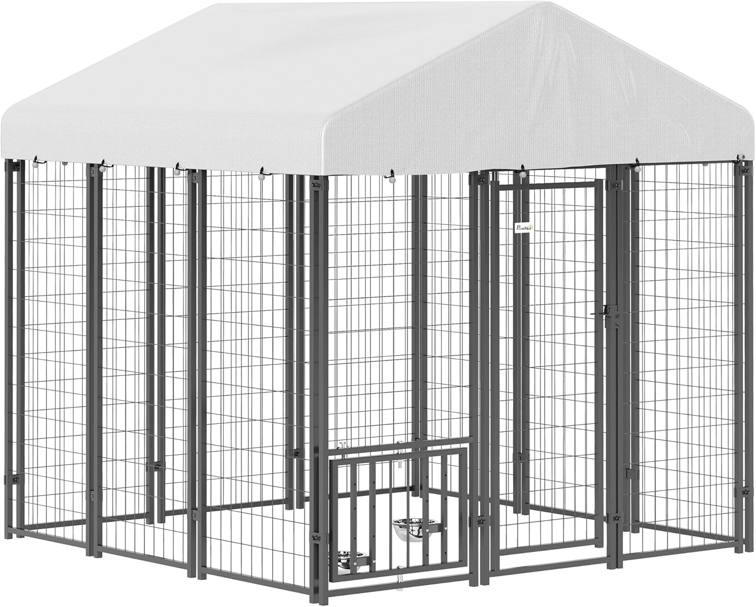 Spacious Outdoor Dog Kennel with Adjustable Feeding Station