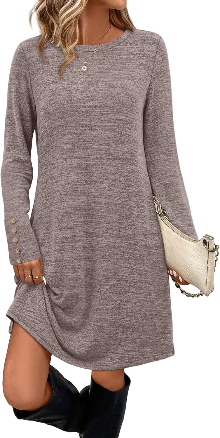 OFEEFAN Long Sleeve Dress for Women with Pockets and Style