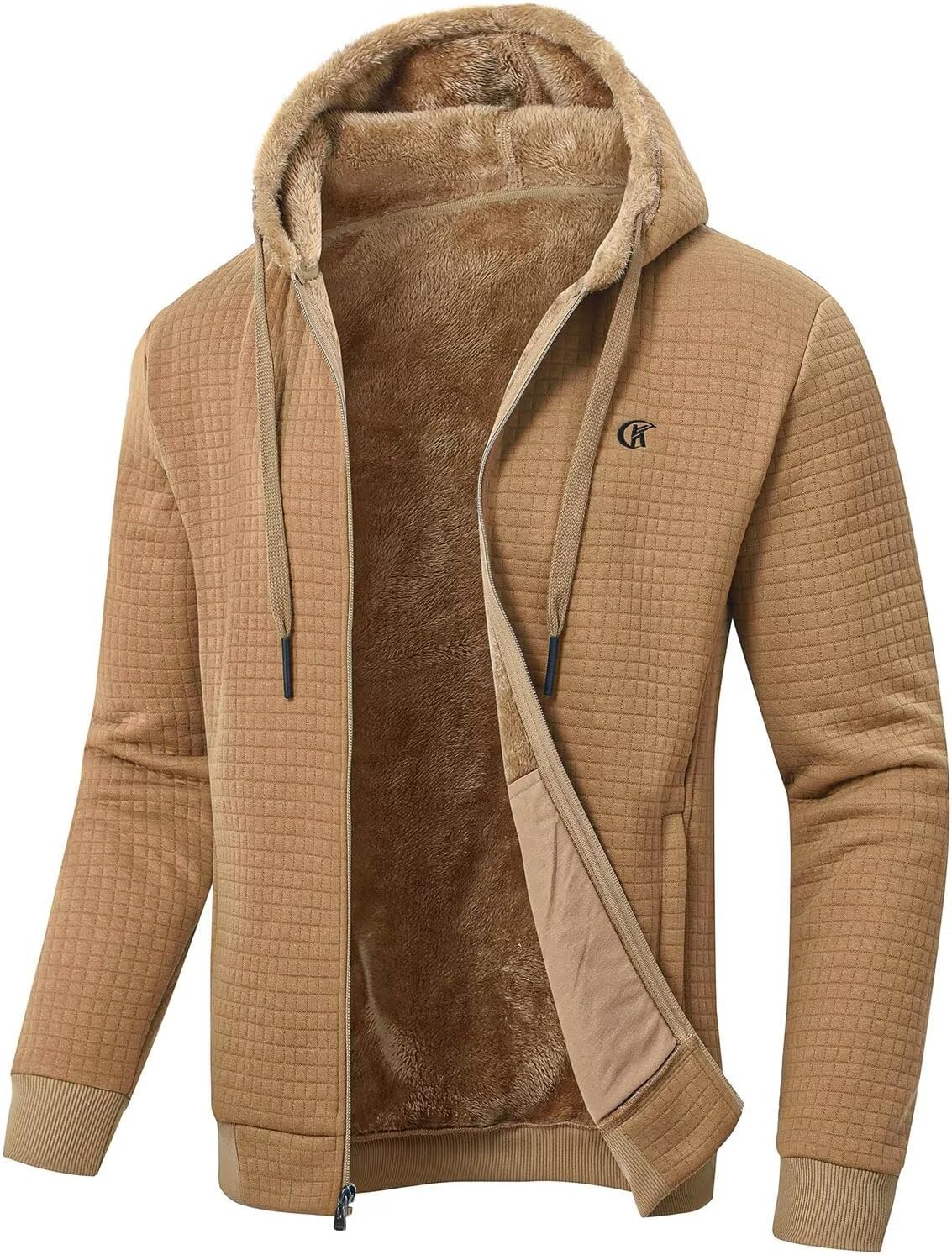 Men's Zip Up Hoodie Heavyweight Fleece Sherpa Lined Jacket