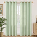 Sage Green Linen Curtains 84 in Length - Light Filtering Privacy