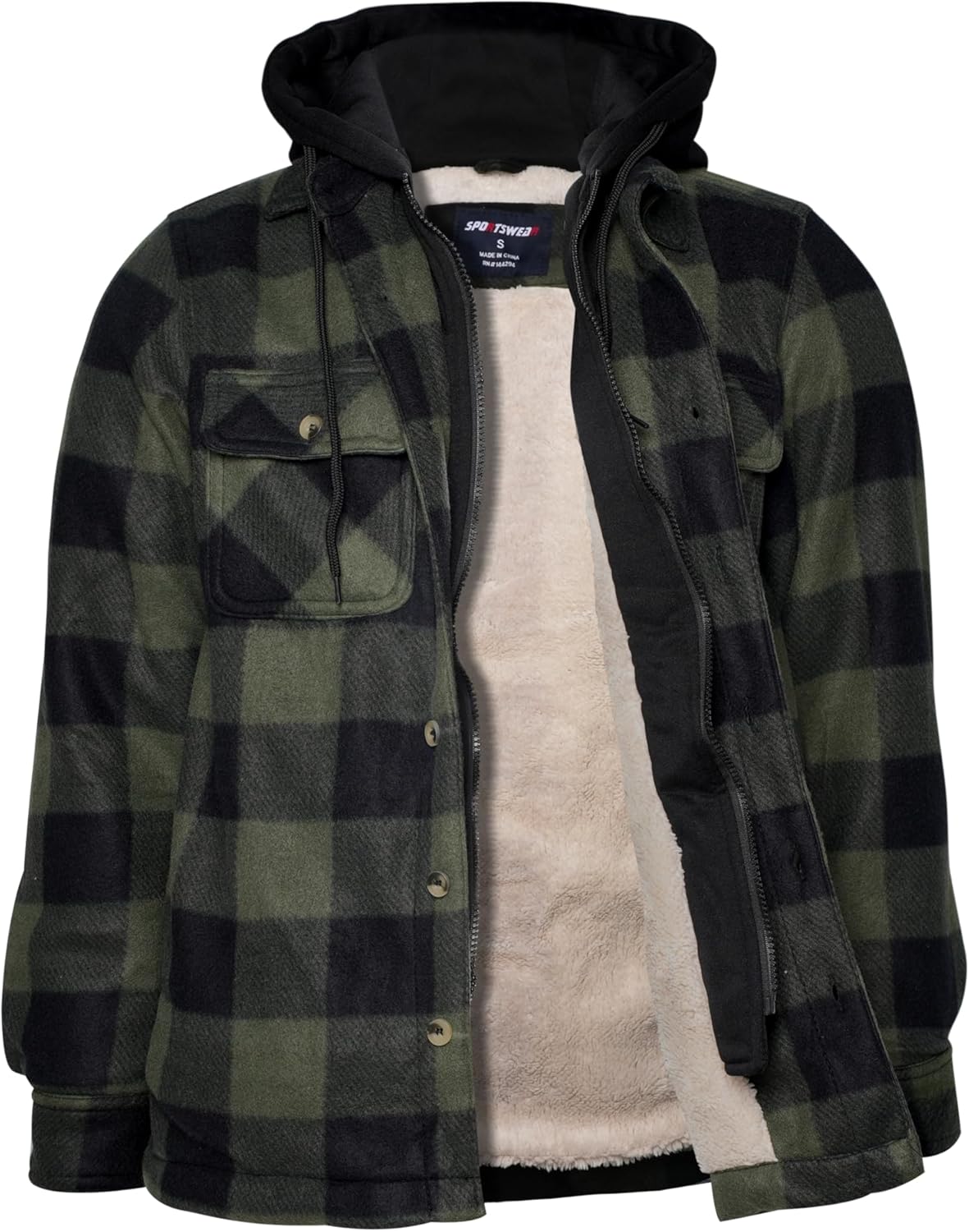 Heavy Thick Flannel Plaid Jacket Sherpa Fleece Lined Hoodies