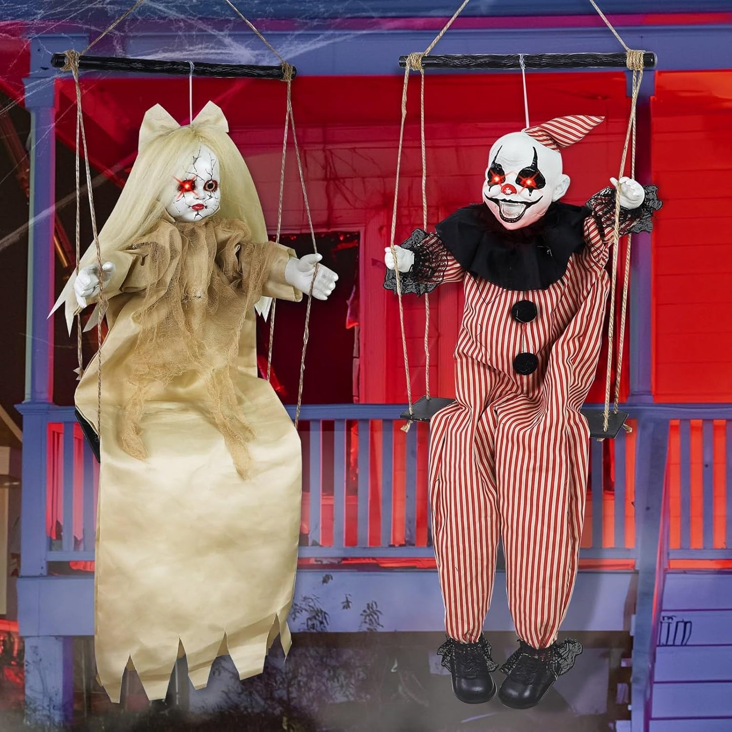 Sound Activated 2 Pack Hanging Halloween Decorations for Spooky Fun