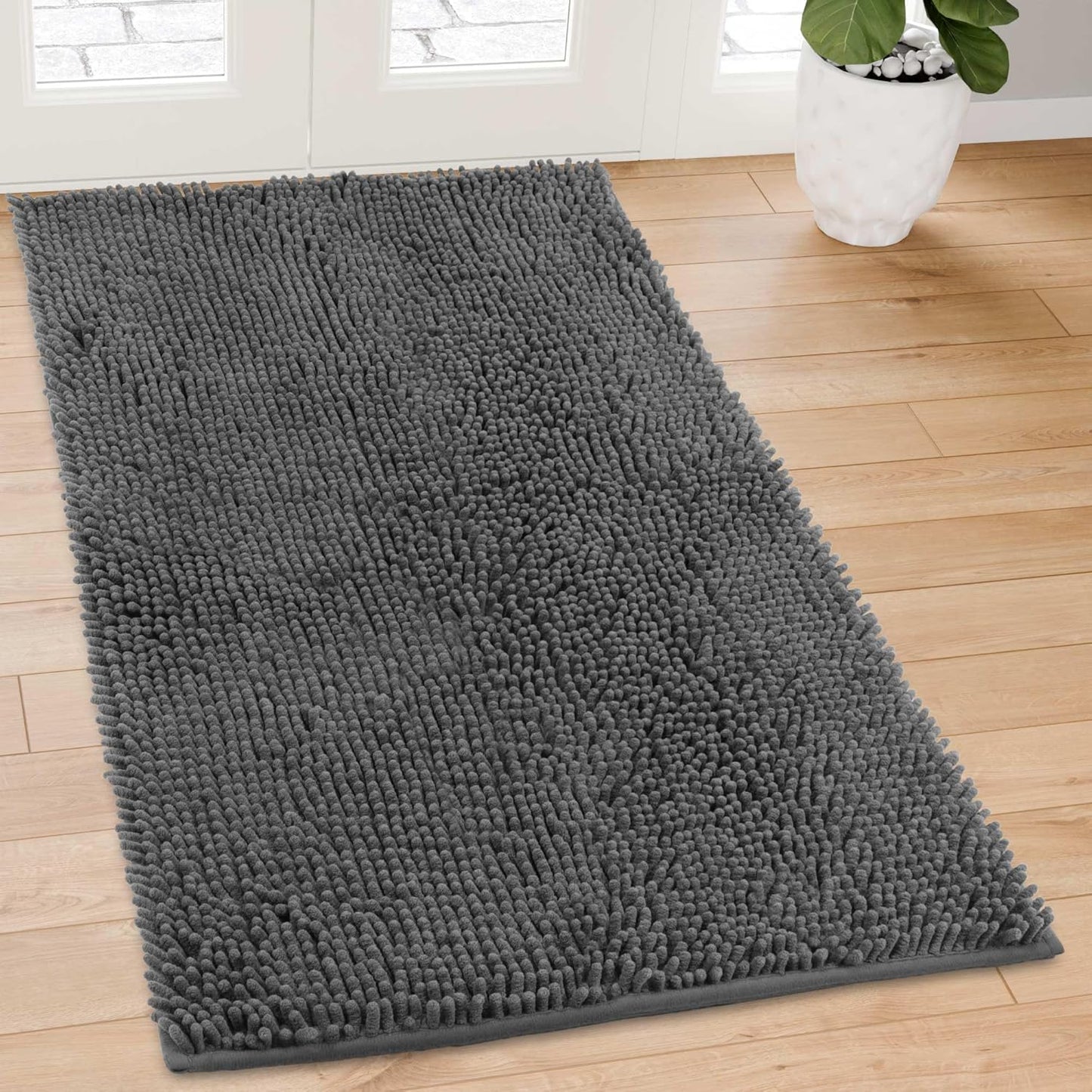 Chenille Absorbent Front Door Mat for Muddy Paws and Dirt