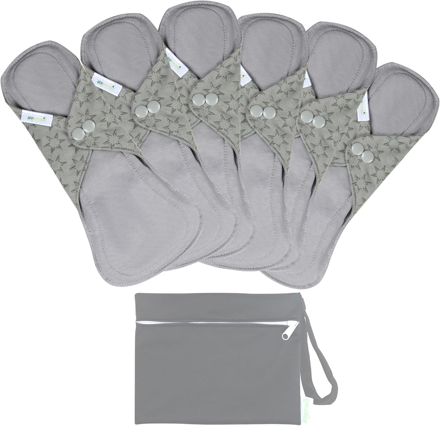 Wegreeco Reusable Menstrual Pads for Heavy Flow - 6 Pcs Set